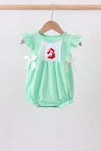 Green character embroidery ruffle bubble