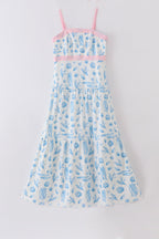 Marine creature print dress mom & me