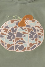 Camouflage print pumpkin applique pants set