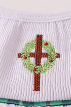 White wreath smocked dress