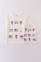 Flag bow ice-cream sequin mom&me top