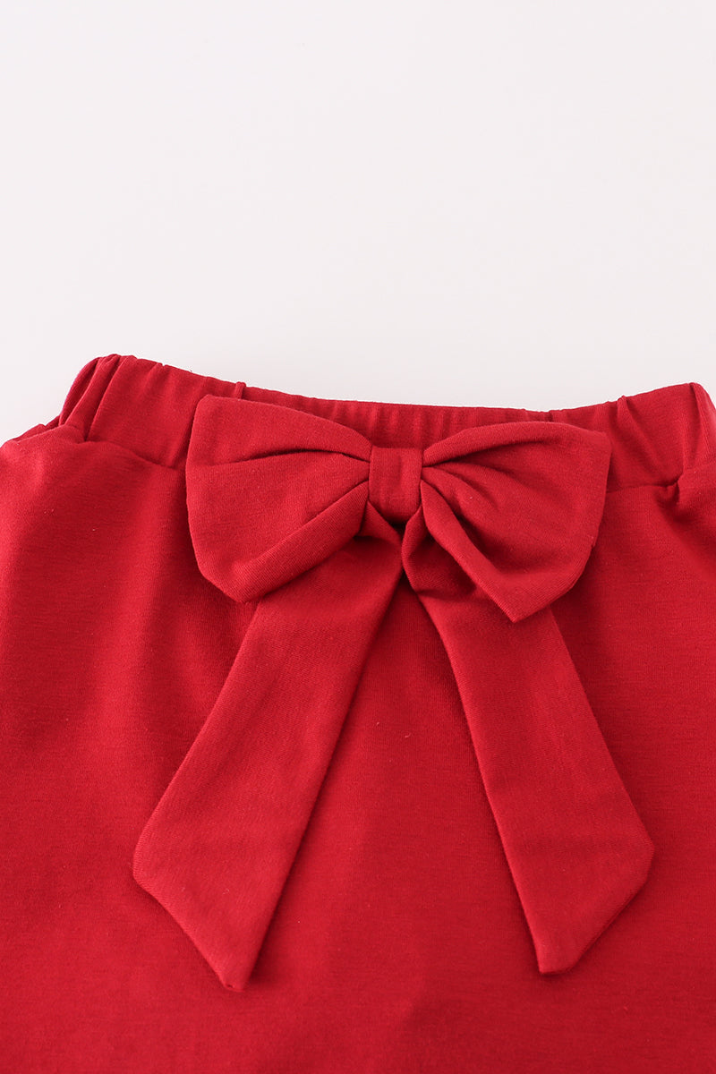 Alabama polka dot elephant french knot bow skort set
