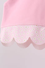 Pink scalloped active skorts set