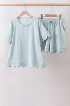 Turquoise scalloped mom&me shorts set