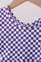Purple checkered bow active dress
