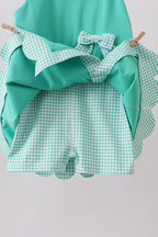 Green scalloped bow active dress