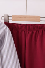 Premium Maroon Mississippi stripe bulldog embroidery pants set