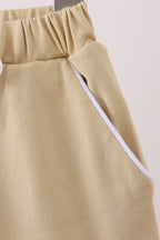 Khaki scallop hem bow skort