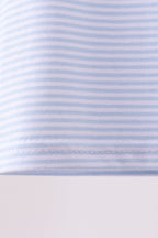 Blue stripe Smirk face applique top