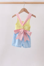 Yellow & blue ruffle bow bubble