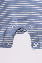 Blue stripe truck embroidery romper
