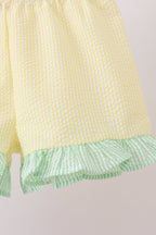 Colorblock ruffle shorts set