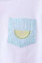 Blue lemon embroidery shorts set