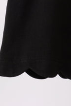 Black flutter sleeve scalloped top
