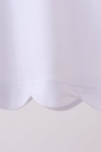 Snow white flutter sleeve scalloped top