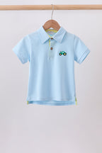 Blue Tractor Embroidered Polo