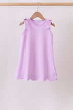 Purple Scalloped Bow Dress