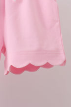 Pink Scalloped Shorts Set