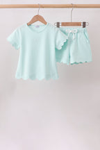 Mint Scalloped Shorts Set