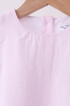 Pink Seersucker Stripe Scalloped Dress