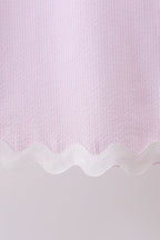 Pink Seersucker Stripe Scalloped Dress