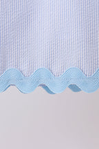 Blue Seersucker Stripe Scalloped Dress