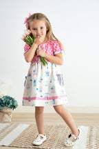 Platinum balcony pink dot dress