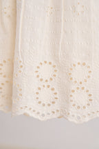White hand embroidery lace dress