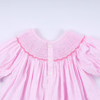 Pink christmas tree hand smocked ruffle pants set