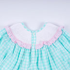 Mint christmas nutcracker hand smocked gingham ruffle pants set