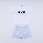 Blue character hand smocked gingham shorts set