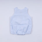 Blue character hand smocked gingham bubble