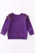 Puprle go tigers embroidery girl top
