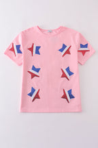 Pink star sequin mom&me top