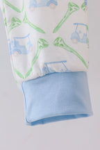 Blue golf cart embroidery pants set
