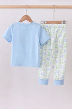 Blue golf cart embroidery pants set