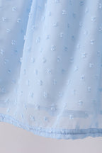 Blue clover embroidery swiss dot shorts set