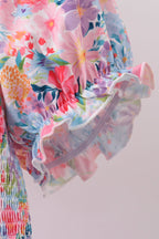 Purple floral smocked women dress