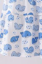 Blue whale smocked ruffle mom&me dress