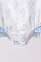 Blue I love MOM embroidery hydrangea rashgaurd