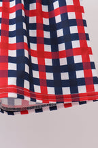 Navy flag applique gingham shorts set