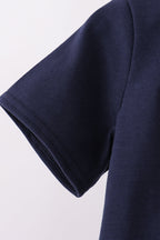 Navy flag applique gingham shorts set