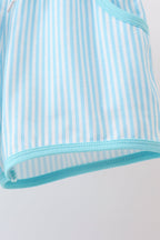 Blue character embroidery shorts set