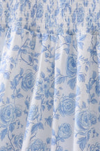 Blue rose smocked ruffle dress (length 41.33in)