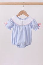Blue bow smocked bubble