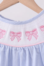 Blue bow smocked bubble