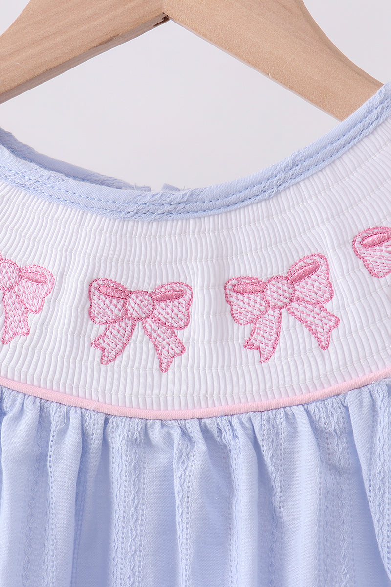 Blue bow smocked dress