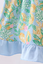 Green lemon smocked ruffle dress