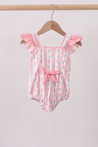 Blush floral print ruffle bow swimsuit