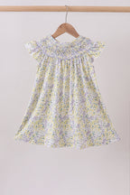 Golden meadow floral smocked ruffle dress